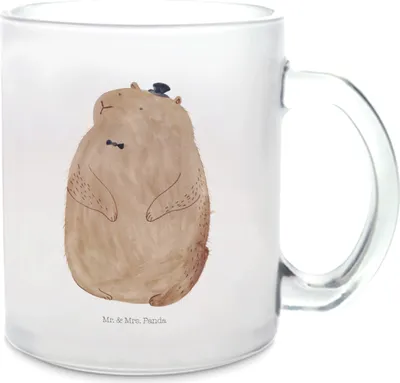 Produktbild von Mr. & Mrs. Panda Teetasse Murmeltier - Transparent - Geschenk, Knigge, Anstand, Freundlichkeit, Trinkglas, Lustige Sprüche, aus Glas, Haferl, Tee Tasse, Respekt