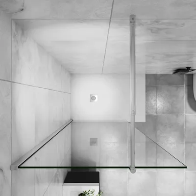 Produktbild von 90x185cm+70-120cm Stabilisator 6mm Nano Sicherheitsglas Walk in Duschwand Duschabtrennung Höhe 185cm