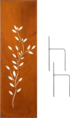 Produktbild von Edelrost Garten Sichtschutz Wand Rost Sichtschutzwand Metall 160x50 cm Ranke inkl. Bodenanker