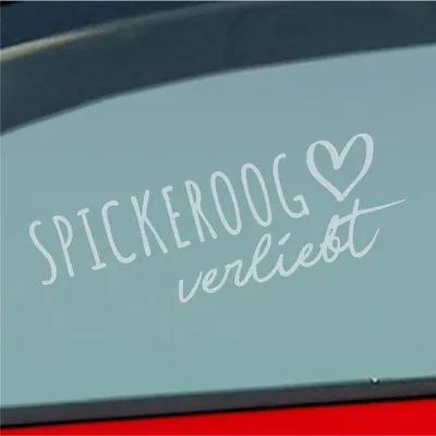 Produktbild von Auto Aufkleber Spickeroog Herz Insel Nordsee Liebe Car 19x6 cm Milchglas Sticker Heckscheibenaufkleber