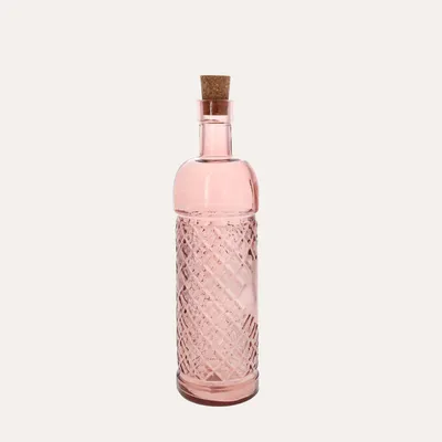 Immagine prodotto di KEYHOMESTORE | Bottiglia in Vetro rosa con tappo H.25x6,5 cm