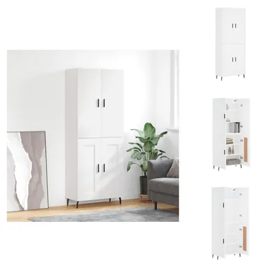 Productafbeelding van vidaXL Hoge kast, wit, 69,5 x 34 x 180 cm, houtvezel - Dressoirs