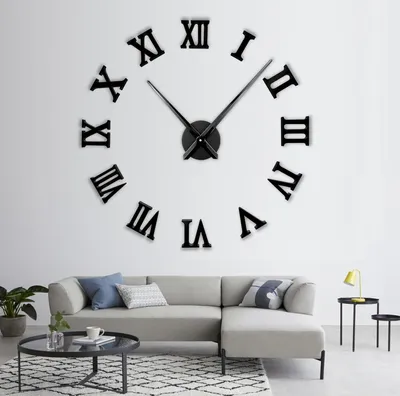 Produktbild von Römische Wanduhr - 3D Wanduhr - Römische Ziffern - Stille Uhr - Selbstgestaltbare Aufkleber - Dekoration - Schwarz