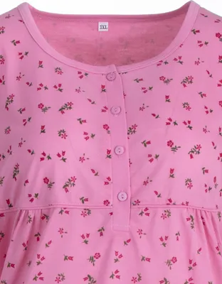 Produktbild von Nachthemd Kurzarm - Floral 3XL-6XL, Farbe:hellblau, Größe:3XL