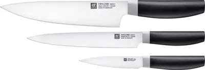 Obrázek produktu pro Sada nožů ZWILLING Professional S, 3-dílná (nůž na okrasu/zahradnický nůž 10 cm, porcovací nůž 16 cm, kuchařský nůž 20 cm), speciální rukojeť z nerezové oceli/plast s nýty, černá barva