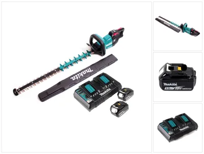 Produktbild von Makita DUH 751 PTE  Akku Heckenschere 18V 75 cm Brushless + 2x Akku 5,0Ah + Doppelladegerät