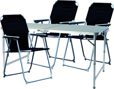 Produktbild von 4-teiliges Campingmöbel Set Alu 120x60x58/70cm schwarz
