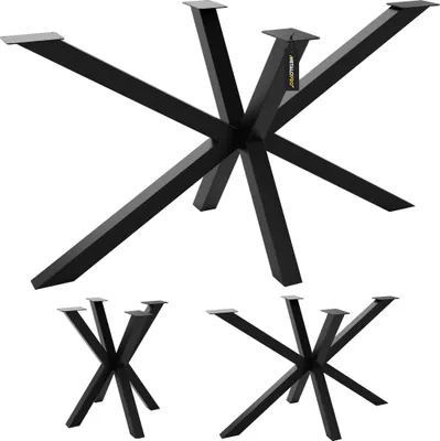 Obrázok produktu pre MetaloPro Stolová noha Spider, Stolová podnož čierna, Stolový rám v tvare X, Kovová noha na stôl, 120x70x72 cm
