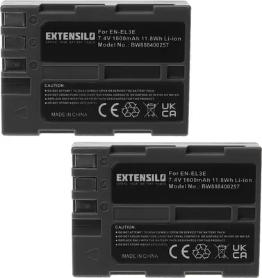 Produktbild von EXTENSILO 2x Akku kompatibel mit Nikon DSLR D700 Kamera (1600 mAh, 7,4 V, Li-Ion)