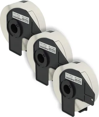 Produktbild von vhbw 3x Rolle mit Halter 29mm x 90mm (400 Etiketten) Ersatz für Brother DK-11201 für Drucker Weiß