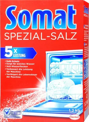 A box of Somat dishwasher salt.