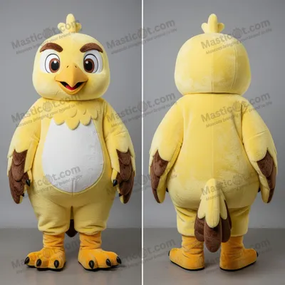 Image de Mascotte MASTICOT de faucon expressive jaune citron