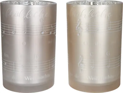 Immagine prodotto di Lanterna GILDE, "Weihnachtsklänge", detto, vetro, color champagne, , 2 pezzi come mostrato, h. 18 cm, d. 12 cm 50893