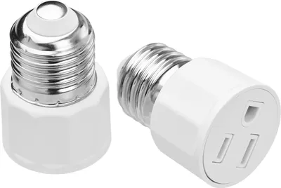 Zdjęcie produktu dla 2 PCS E26 E27 Adapter gniazda żarówki z 2 lub 3 bolcami AC do gniazda lampy E27 Adapter uchwytu lampy US Wtyczka do szopy Patio Garage Warehouse