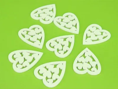Image de Cœurs blancs ajourés, lot de 8 | WMD-V012-W