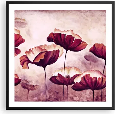 Produktbild von Gerahmtes Poster - Schwarzer Rahmen - Mohn Blume Wiese - 60x60 cm - Wand Bild - Wanddeko - Wandbilder - Kunstposter - Wandposter - Bilderrahmen - Bilder - Kunstdruck - Wandbild - P2BAC60x60-3934