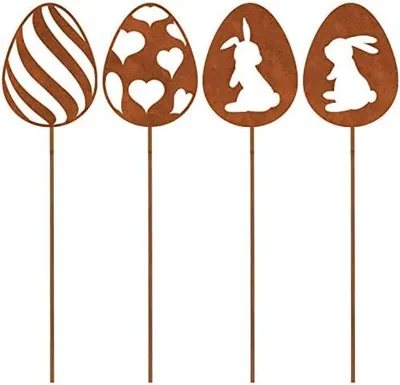 Produktbild von 4er Edelrost Oster Eier Gartenstecker Deko Rost, Ostereier Gartendeko Rost Baumstecker