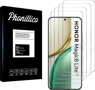 Produktbild von Hartglas für Honor MAGIC 8 LITE 5G [4 Stück] Displayschutzfolie Screen Protector Film Anti-Kratzer Glas Resistant Phonillico®