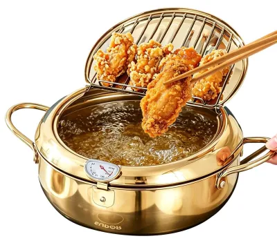 Produktbild von Frittierpfanne aus Edelstahl mit Abtropfgestell