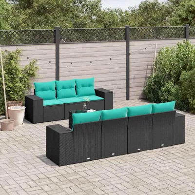 Image de Maison Exclusive - Ensemble de salon de jardin 8 pièces avec coussins, polyrotin noir