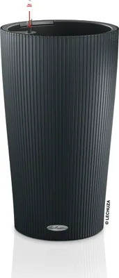 Produktbild von LECHUZA-Pflanzgefäß CILINDRO Color 32 Schiefergrau | Pflanzsäule mit Bewässerungssystem und Pflanzeinsatz | matte Oberfläche | Ø 32 x 56 cm | 13953