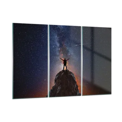 Produktbild von Bilder auf glas - 3 Teile - Kosmos Maßstab Mensch - 165x110cm - Glasbilder - Wandbilder - Bilder - zum Aufhängen bereit - Wanddekoration aus Glas - Glas Bilder - Wandbild auf Glas - GCE165x110-4786