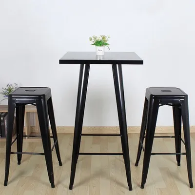 Obrázek produktu pro Sada čtyř barových židlí - výška 76 cm - industriální design, kov - stohovatelné - černá barva