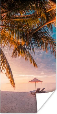 Produktbild von MuchoWow® Poster Strand - Palme - Meer 20x40 cm - Plakat - Foto