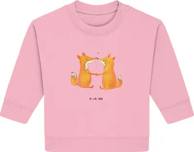 Produktbild von Mr. & Mrs. Panda Organic Baby Pullover Füchse Liebe 6. - 12. Monat - Baumwolle Pink - Geschenk, Bullover, Fuchs, Fox, Freundin, Ehe