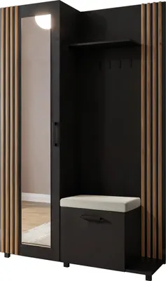 Produktbild von Masseno Garderobe-Set ARMADIO 137/207/42 cm Modern Garderobenschrank Schwarz