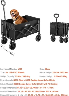 Obrázok produktu pre Skladací vozík, vysoká nosnosť, terénne pneumatiky, čierny