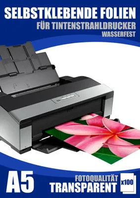 Produktbild von Folie Selbstklebend Transparent Klar InkJet DIN A5 100 Blatt Stark Outdoor