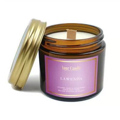 Zdjęcie produktu dla ŚWIECA SOJOWA ZAPACHOWA Z DREWNIANYM KNOTEM LAWENDA 120 ml - YOUR CANDLE