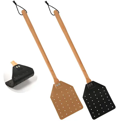Immagine prodotto di Set di 2 spazzole per insetti in pelle con manico in legno