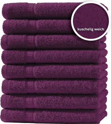 Produktbild von 8er Set Gästetücher Handtücher Duschtücher Badetücher Frottee 100% Baumwolle, Farbe:Lila, Größe:Gästetücher 30x50 cm