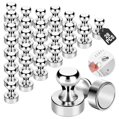 Productafbeelding van 28 sterke neodymiummagneten, extra sterke mini-magneten (12 x 16 mm), kleine koelkastmagneten voor prikborden, whiteboards en magnetische borden. Niet geschikt voor glas.