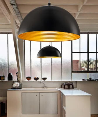 Zdjęcie produktu dla Lampa wisząca Dingle z metalu, czarno-złota, gniazdo E27, nowoczesny i elegancki design do wnętrz, regulowana, średnica 40 cm, model 3215-40-101