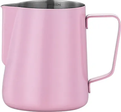 Produktbild von 600 ml Milchaufschäumkännchen mit spitzer Öffnung, Edelstahl, dickflüssiger Milchaufschäumer für Zuhause, Rosa