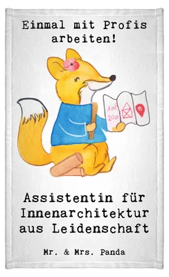 Produktbild von Mr. & Mrs. Panda Handtuch Assistentin für Innenarchitektur Leidenschaft - Weiß - Geschenk, Kleines, Mini-Handtuch, baumwolle, Gästetuch, Frotteetuch