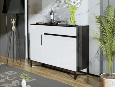 Obrázek produktu pro Komoda Příborník Highboard Skříňka Příborník 3 dveře 2 zásuvky Vysoký lesk