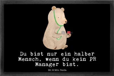 Produktbild von Mr. & Mrs. Panda fußmatte PR Manager Herz 40 x 60 cm - Schwarz - Geschenk, Fußabstreifer, Schmutzmatte, Vorleger, Schmutzfangmatte, Schuhabstreifer
