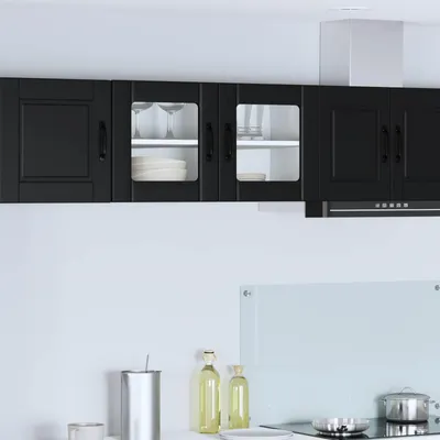 Zdjęcie produktu dla Witryna ścienna vidaXL PORTO, czarna, 80 x 31 x 40 cm, materiał drewnopochodny