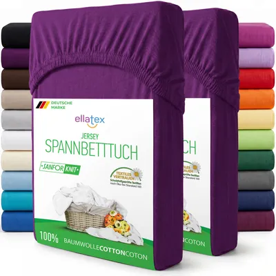 Produktbild von EllaTex 2er Pack Jersey Spannbettlaken 140x200–160x200 Baumwolle – atmungsaktive Spannbetttücher im Set, Farbe: Orchidee