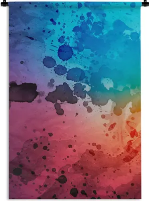 Produktbild von MuchoWow® Wandteppich Wandbehang Aquarell - Rot - Blau - Farbkleckse 90x135 cm Tapisserie Dekoration Wandtuch - Baumwolle - Wandskulptur