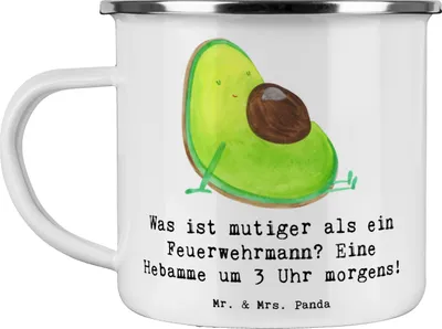 Produktbild von Mr. & Mrs. Panda Haferl Mutige Hebamme - Weiß - Geschenk, becher emaille, Berufsprodukte, Teebecher, Berufsliebe, Fachkraft, Heldentum Hebammen, Berufsalltag, Pott, Tasse