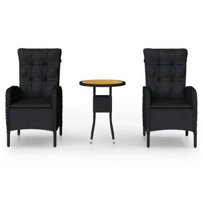 Obrázek produktu pro vidaXL 3dílný zahradní set Poly Rattan Black