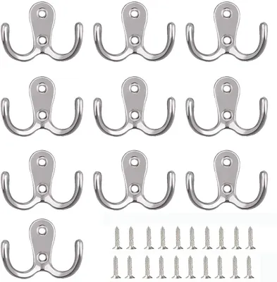 Produktbild von Kleiderhaken Garderobenhaken 20 Stück Vintage Doppelhaken Kleiderhaken mit 40 Schrauben, Haken Wand Metall Huthaken Mantelhaken, Gartenhaken Dekorativen Haken für Badezimmer Küche