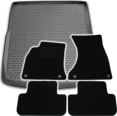 Produktbild von Gummi-Kofferraumwanne + Fußmatten Set für Audi A4 B8 8K Avant + A4 Allroad