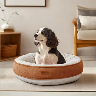 Produktbild von Hundebett Donut Kissen Ø 51 cm orthopädisch waschbar rund abnehmbar Karamell 51x51x15cm