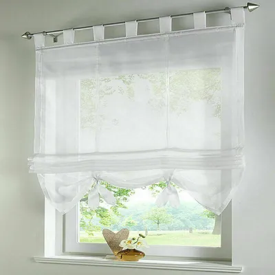 Produktbild von Vorhang Gardine Fenstervorhang Raffrollo Raffgardine Scheibengardinen 120x155cm Weiß